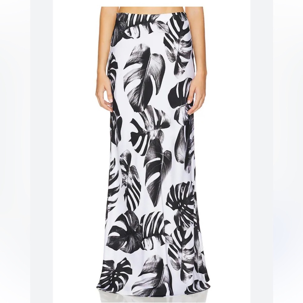 L'agence Zeta Palm Satin Maxi Skirt Nwt Size S